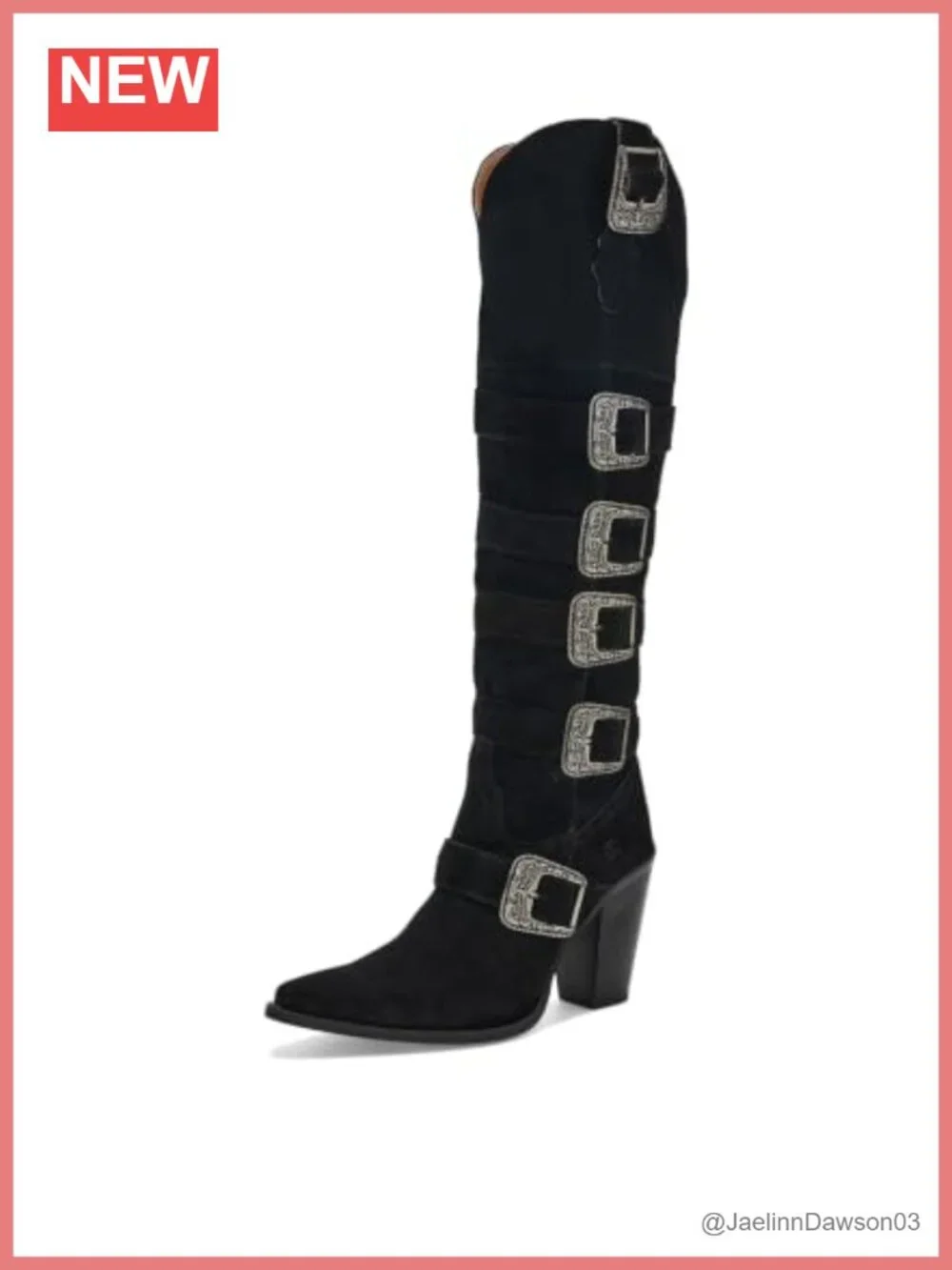 Leather Snip Toe Western Over the Knee High Heel Platform Boots Zip